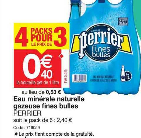 Eau Minérale Naturelle Gazeuse Fines Bulles Perrier
