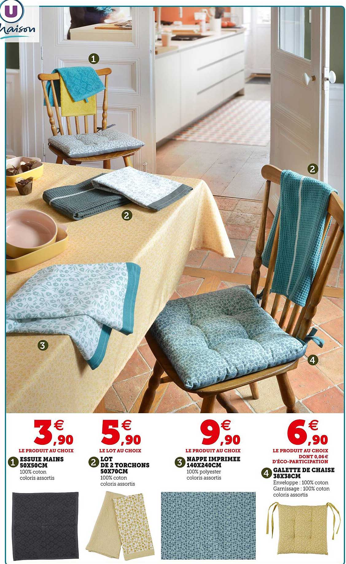 Essuie Mains, Lot De 2 Torchons, Nappe Imprimée, Galette De Chaise