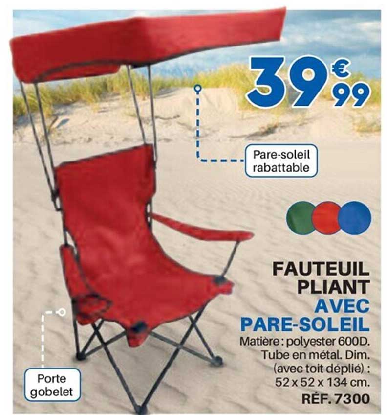 fauteuil pliant avec pare-soleil