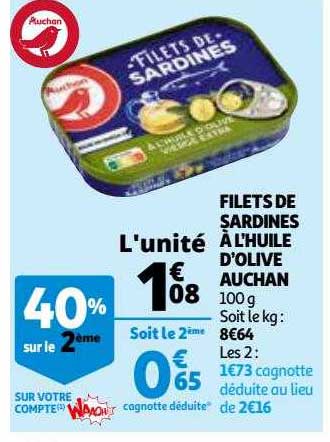 Filets De Sardines à L'huile D'olive Auchan