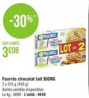Fourrés Chocolat Lait Bjorg