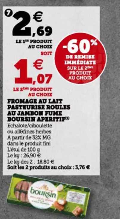 Fromage Au Lait Pasteurisé Roulés Au Jambon Fumé Boursin Apéritif