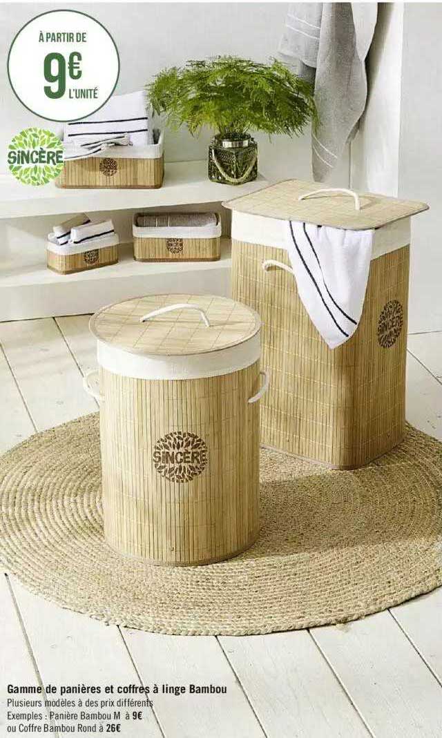 Gamme De Panières Et Coffre à Linge Bambou Sincère