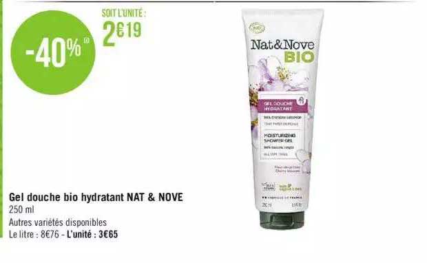 gel douche bio hydratant nat & nove