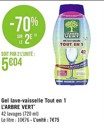 gel lave-vaisselle tout en 1 l'arbre vert