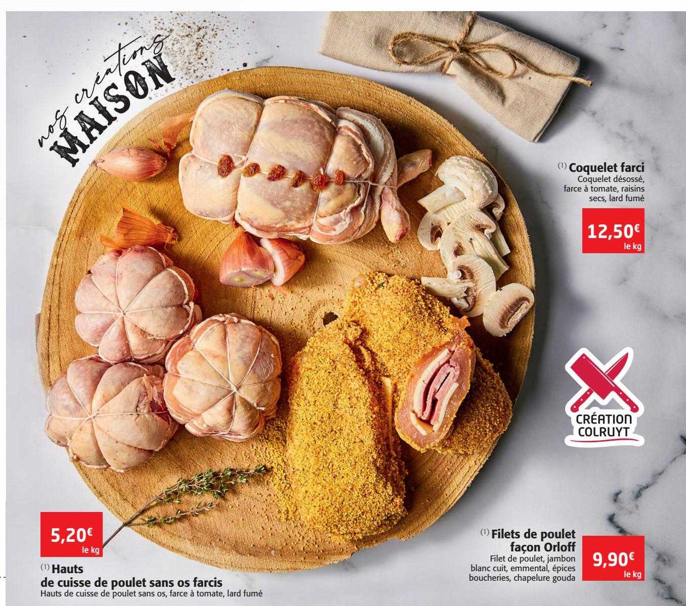 hauts de cuisse de poulet sans os farcis, coquelet farci, filets de poulet façon orloff
