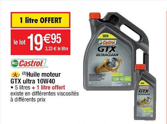huile moteur gtx ultra 10w40 castrol