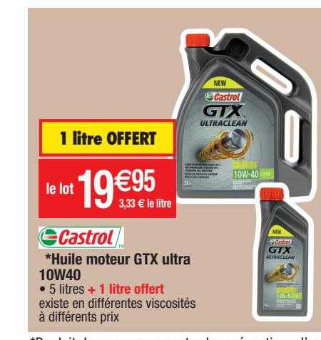 huile moteur gtx ultra 10w40 castrol