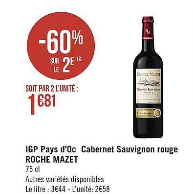 igp pays d'oc cabernet sauvignon rouge roche mazet