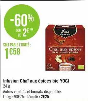 infusion chaï aux épices bio yogi