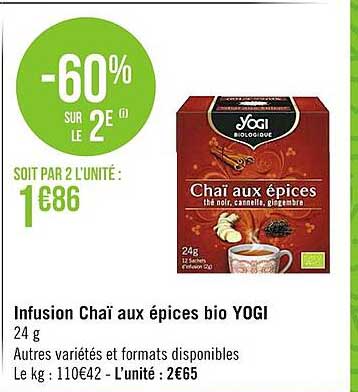 infusion chaï aux épices bio yogi