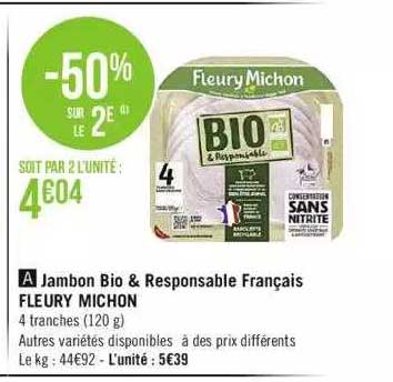 jambon bio & responsale français fleury michon
