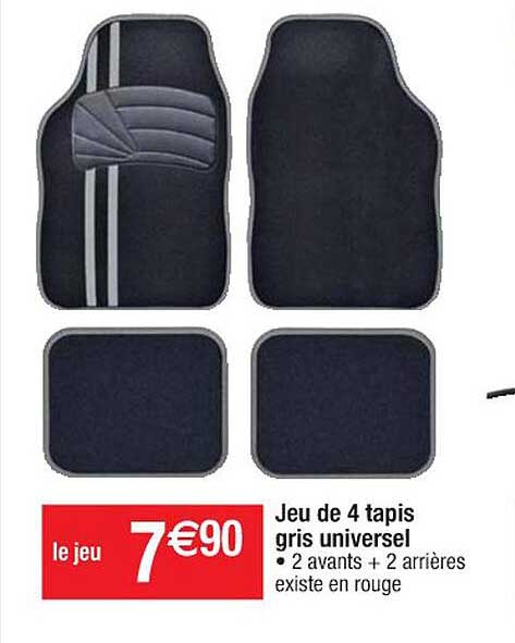 Jeu De 4 Tapis Gris Universel