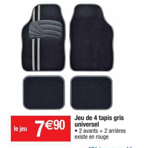 Jeu De 4 Tapis Gris Universel
