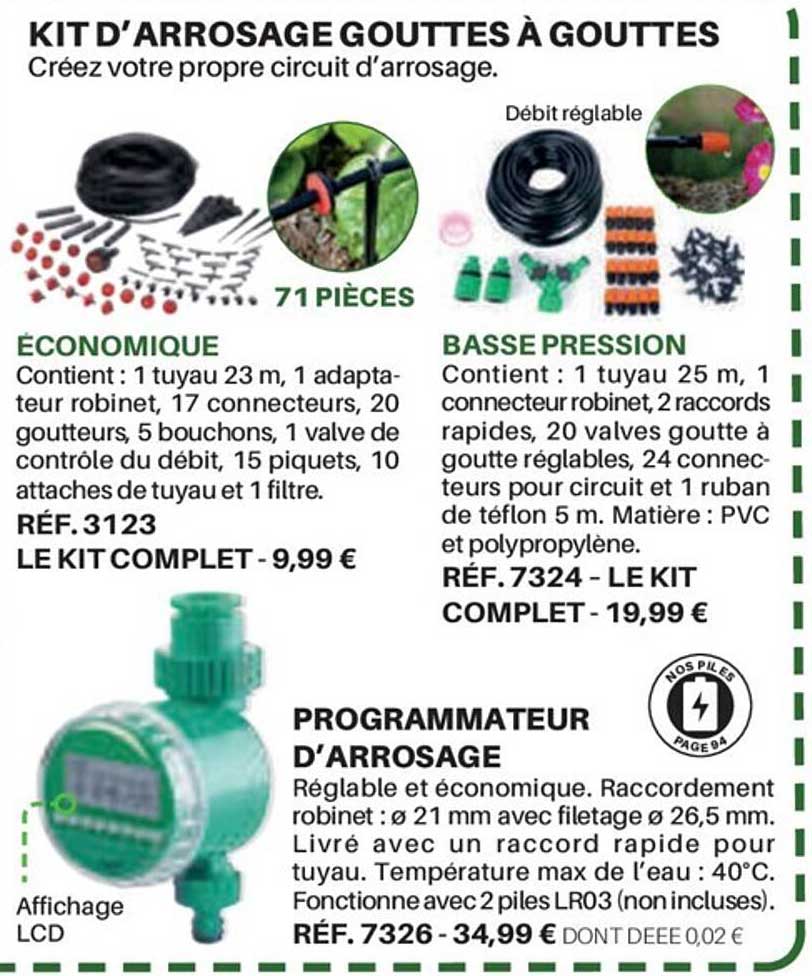 kit d'arrosage gouttes à gouttes, programmateur d'arrosage