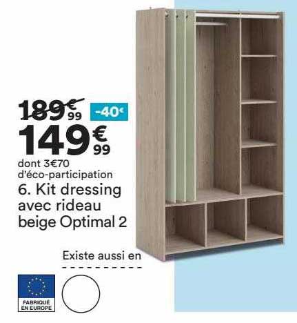 kit dressing avec rideau beige optimal 2