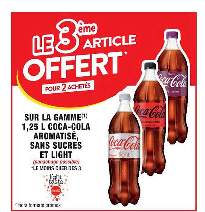 la gamme 1,25 l coca-cola aromatisé, sans sucres et light