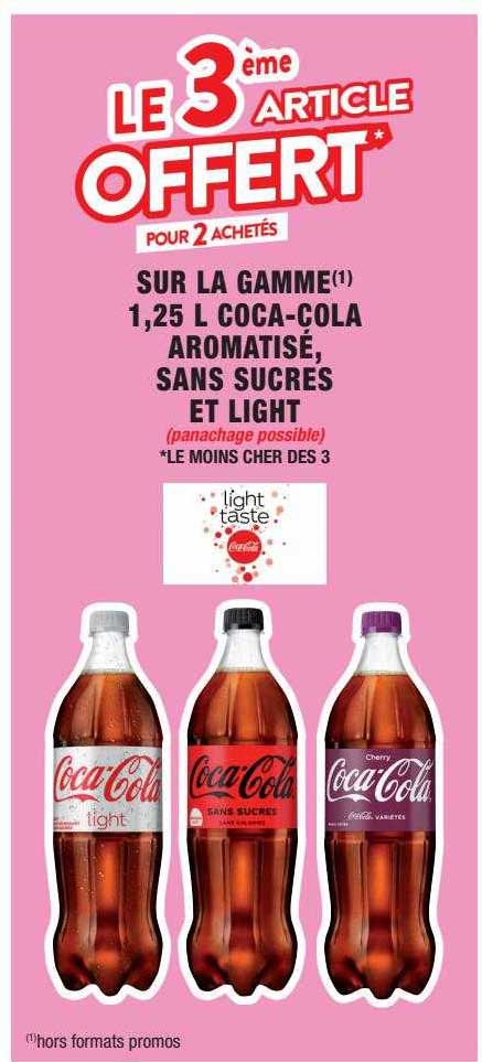 la gamme 1,25 l coca-cola aromatisé, sans sucres et light