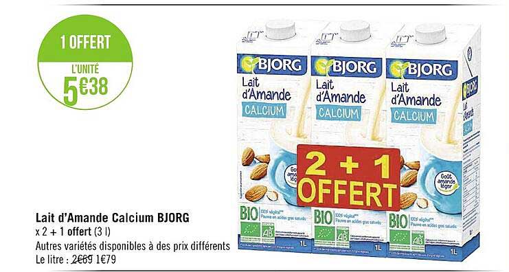 lait d'amande calcium bjorg