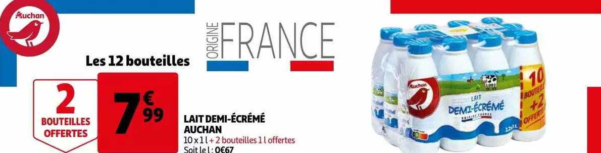lait demi-écrémé auchan