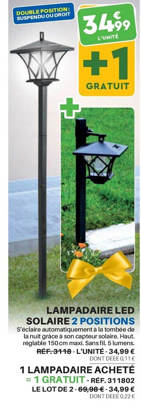 Lampadaire Led Solaire 2 Positions