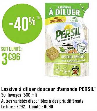 lessive à diluer douceur d'amande persil