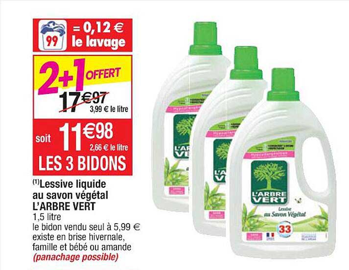 lessive liquide au savon végétal l'arbre vert
