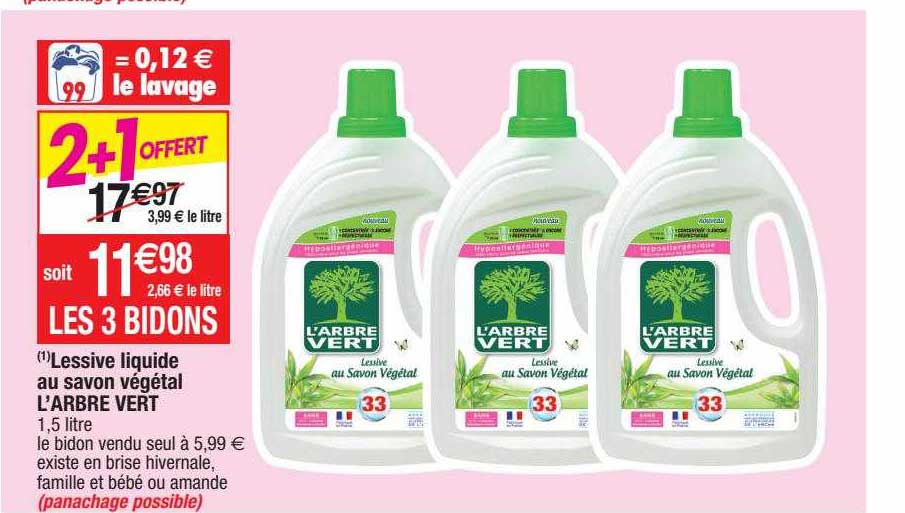 lessive liquide au savon végétal l'arbre vert