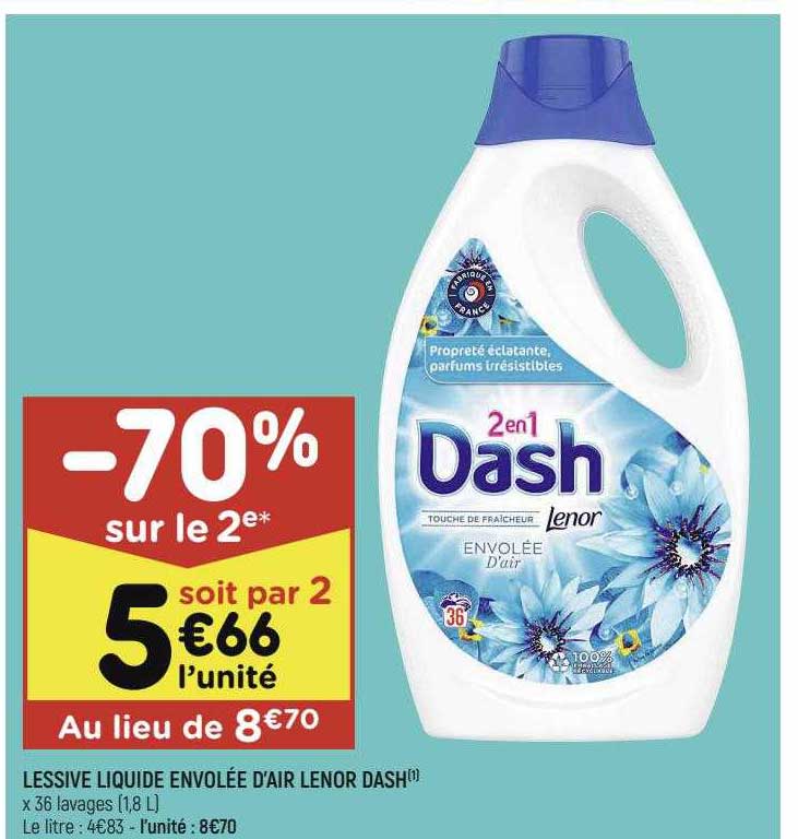 lessive liquide envolée d'air lenor dash