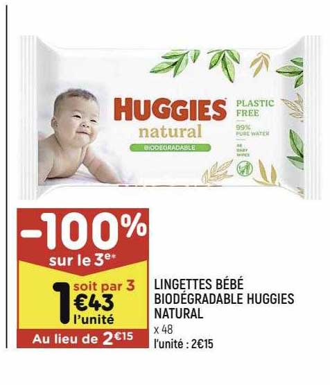 Lingettes Bébé Biodégradable Huggies Natural