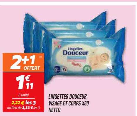 lingettes douceur visage et corps x80 netto