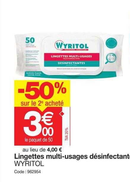lingettes multi-usages désinfectantes wyritol
