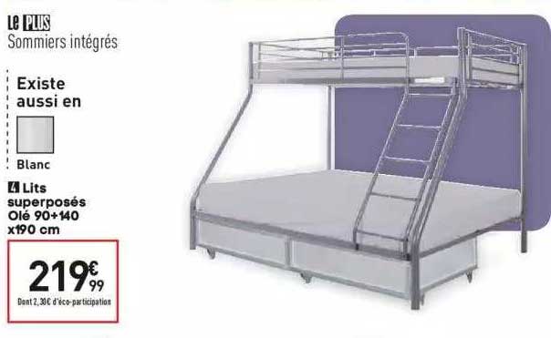 lits superposés olé 90 x 140 x 190 cm