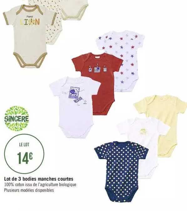 lot de 3 bodies manches courtes sincère