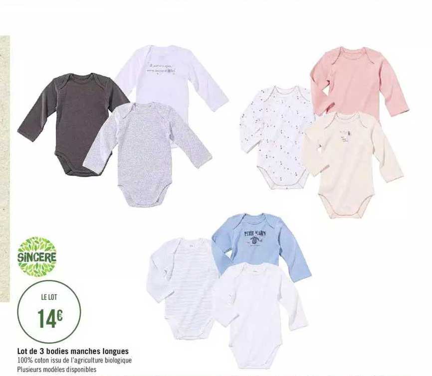 lot de 3 bodies manches longues sincère