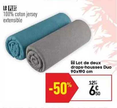 lot de deux draps-housses duo 90 x 190 cm