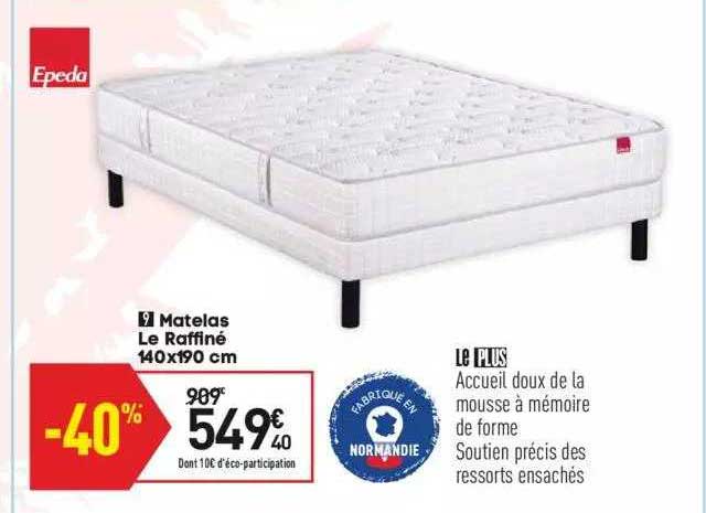 matelas le raffiné 140 x 190 cm epeda
