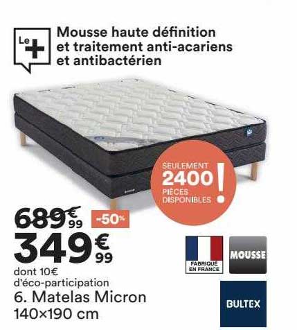 matelas micron 140 x 190 cm bultex