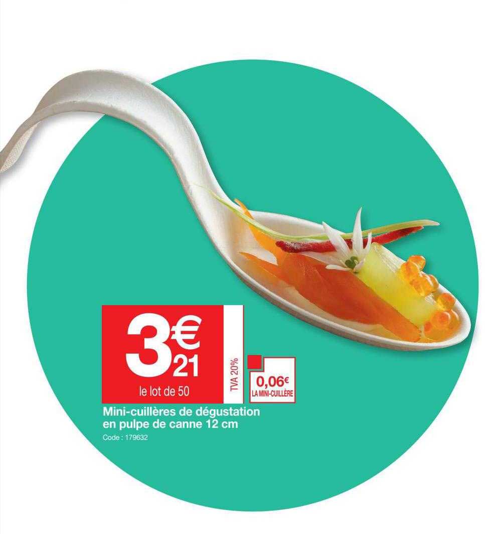 mini-cuillères de dégustation en pulpe de canne 12 cm