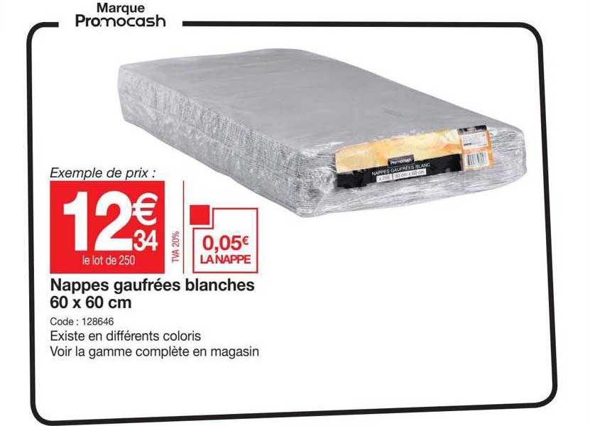 nappes gaufrées blanches 60 x 60 cm