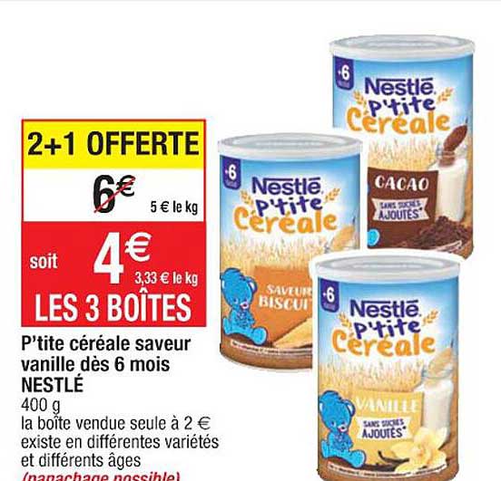 p'tite céréale saveur vanille dès 6 mois nestlé