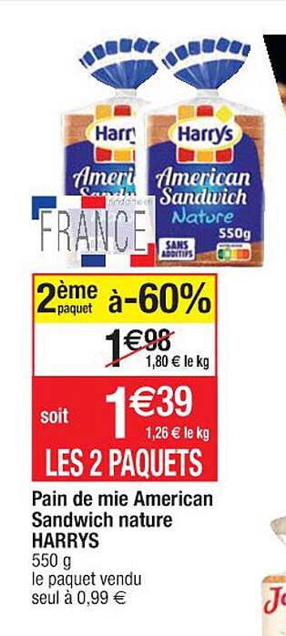 pain de mie american sandwich nature harrys
