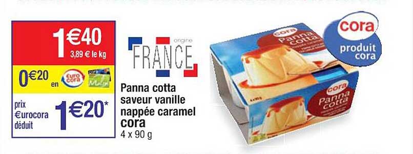 panna cotta saveur vanille nappée caramel cora