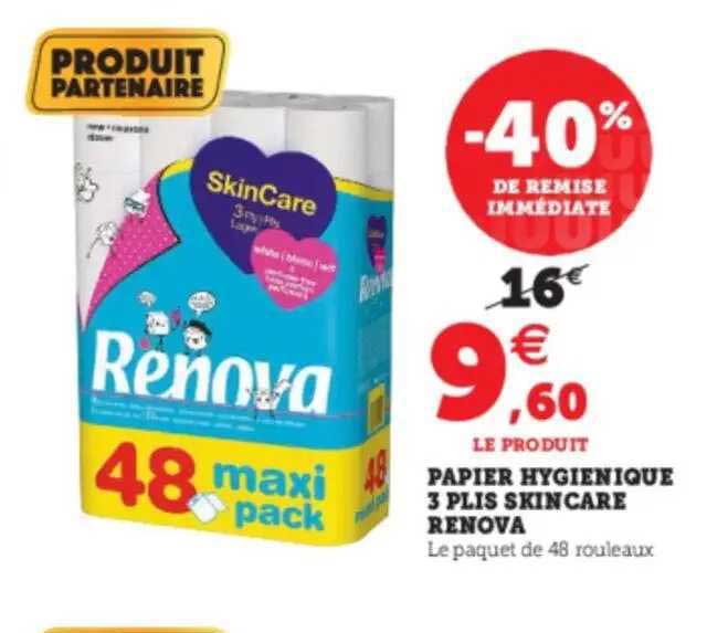 papier hygiénique 3 plis skincare renova