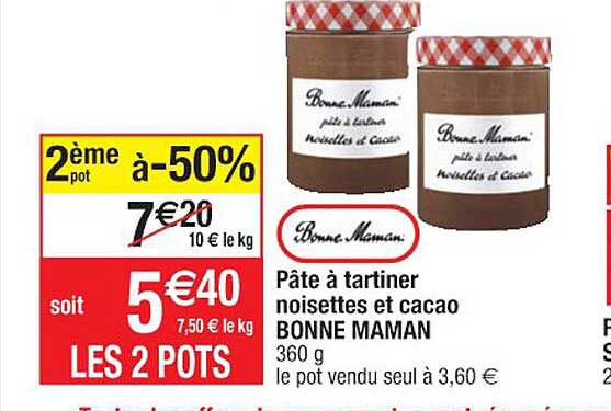 pâte à tartiner noisettes et cacao bonne maman