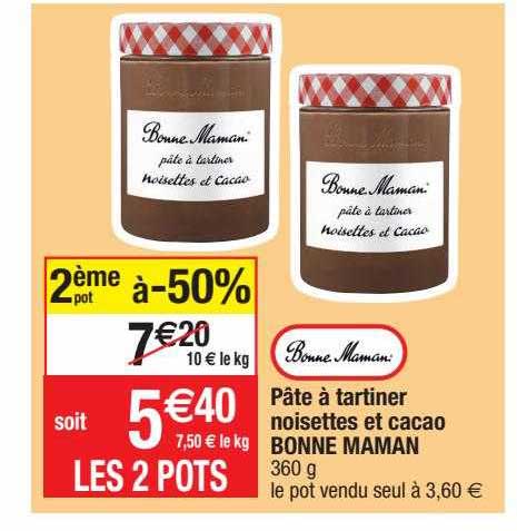 pâte à tartiner noisettes et cacao bonne maman