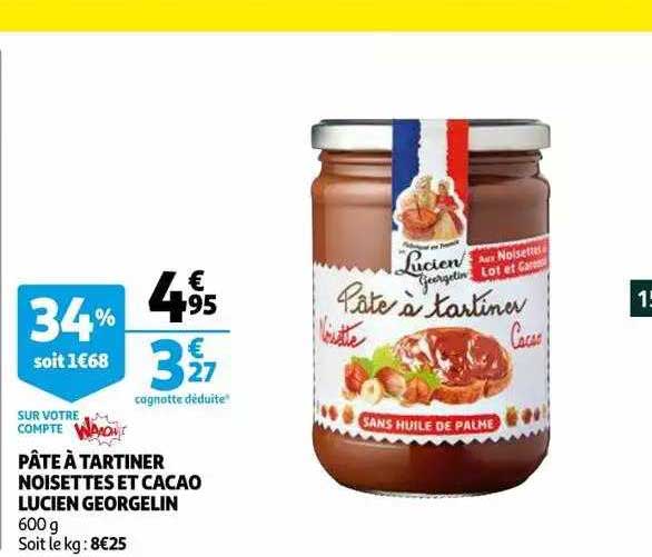 pâte à tartiner noisettes et cacao lucien georgelin
