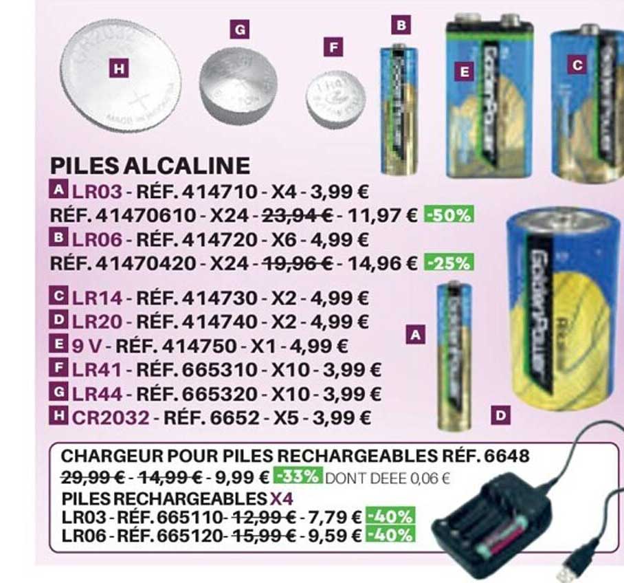 piles alcaline, chargeur pour piles rechargeables