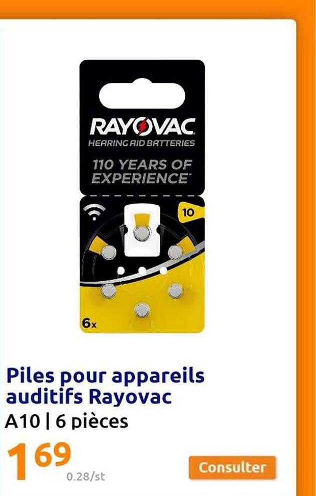 piles pour appareils auditifs rayovac