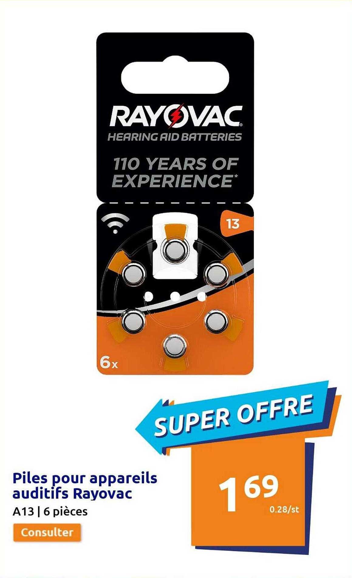 piles pour appareils auditifs rayovac